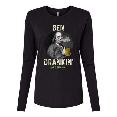 Merica Funny 4th Of July Beer And Weed Gifts Ben Drankin Womens Cotton Relaxed Long Sleeve T-Shirt