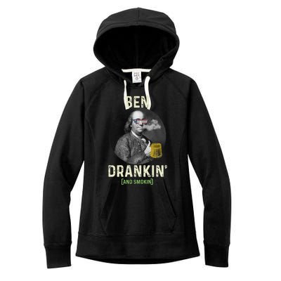 Merica Funny 4th Of July Beer And Weed Gifts Ben Drankin Women's Fleece Hoodie