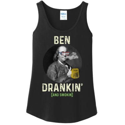 Merica Funny 4th Of July Beer And Weed Gifts Ben Drankin Ladies Essential Tank