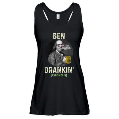 Merica Funny 4th Of July Beer And Weed Gifts Ben Drankin Ladies Essential Flowy Tank