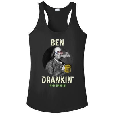 Merica Funny 4th Of July Beer And Weed Gifts Ben Drankin Ladies PosiCharge Competitor Racerback Tank