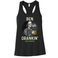 Merica Funny 4th Of July Beer And Weed Gifts Ben Drankin Women's Racerback Tank