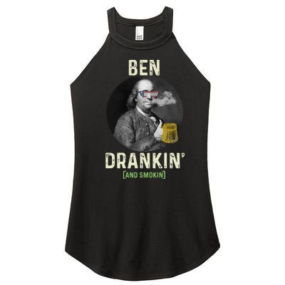 Merica Funny 4th Of July Beer And Weed Gifts Ben Drankin Women's Perfect Tri Rocker Tank