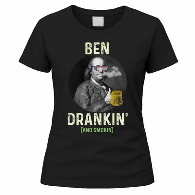 Merica Funny 4th Of July Beer And Weed Gifts Ben Drankin Women's T-Shirt