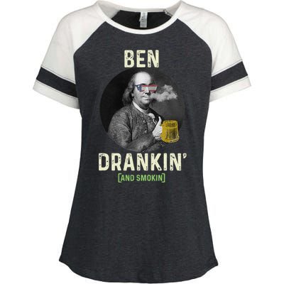 Merica Funny 4th Of July Beer And Weed Gifts Ben Drankin Enza Ladies Jersey Colorblock Tee