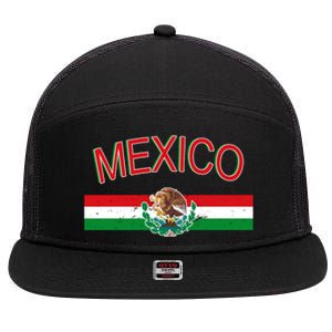 Mexican Flag And Coat Of Arms Mexico 7 Panel Mesh Trucker Snapback Hat