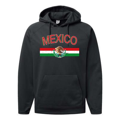 Mexican Flag And Coat Of Arms Mexico Performance Fleece Hoodie