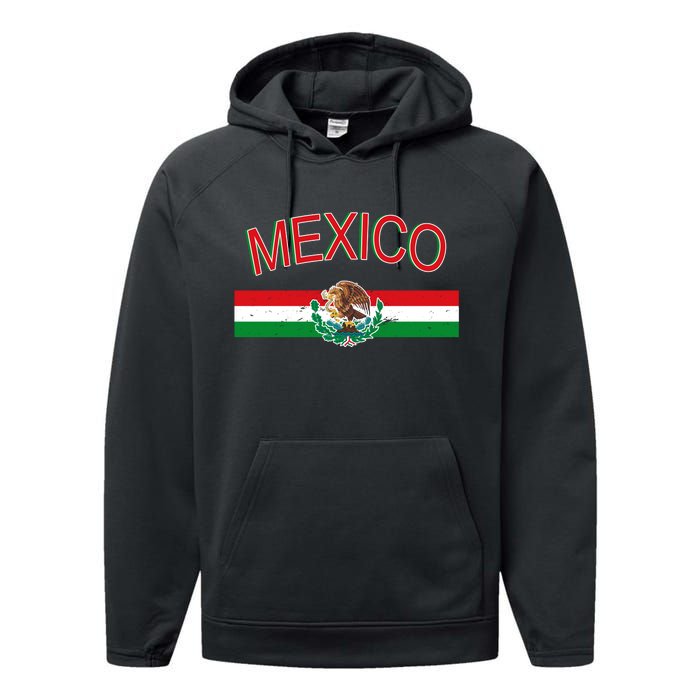 Mexican Flag And Coat Of Arms Mexico Performance Fleece Hoodie