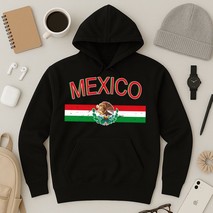 Mexican Flag And Coat Of Arms Mexico Hoodie