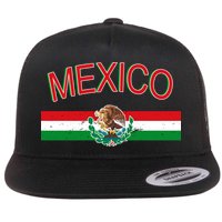 Mexican Flag And Coat Of Arms Mexico Flat Bill Trucker Hat