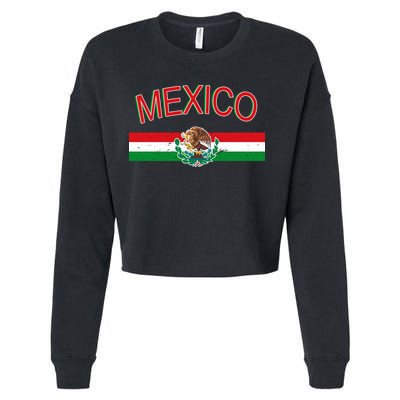 Mexican Flag And Coat Of Arms Mexico Cropped Pullover Crew