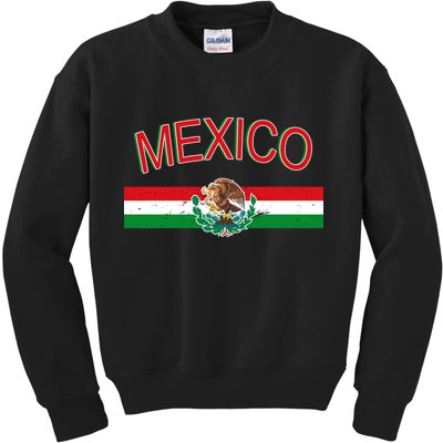 Mexican Flag And Coat Of Arms Mexico Kids Sweatshirt