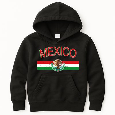 Mexican Flag And Coat Of Arms Mexico Kids Hoodie