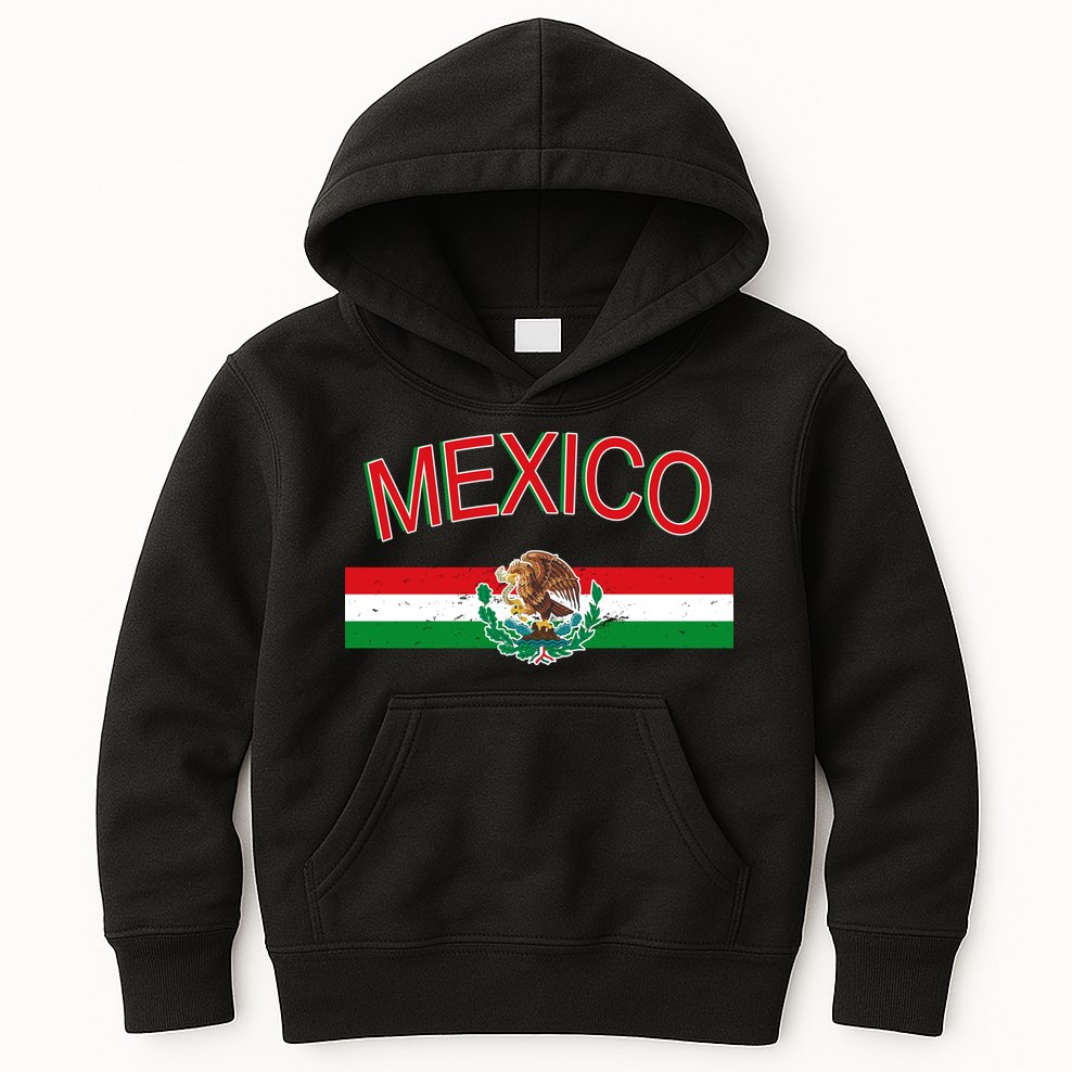 Mexican Flag And Coat Of Arms Mexico Kids Hoodie