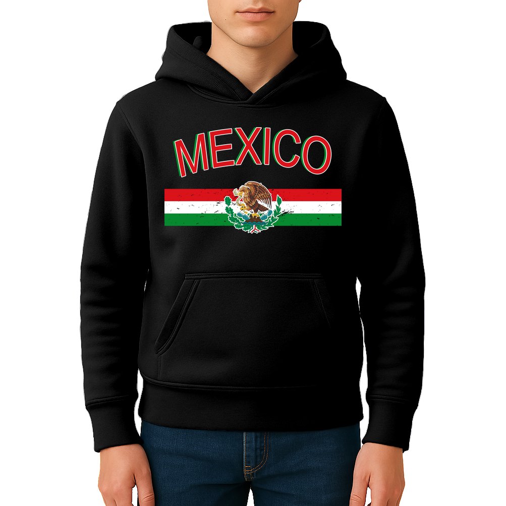 Mexican Flag And Coat Of Arms Mexico Kids Hoodie