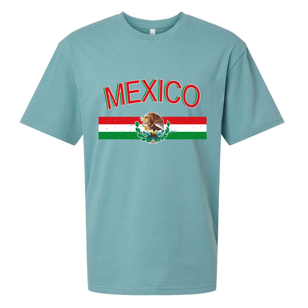 Mexican Flag And Coat Of Arms Mexico Sueded Cloud Jersey T-Shirt