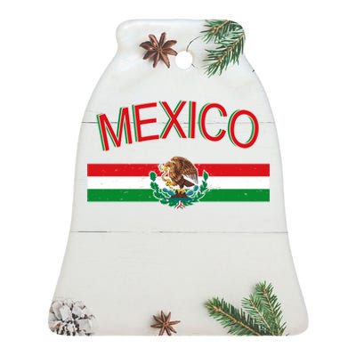 Mexican Flag And Coat Of Arms Mexico Ceramic Bell Ornament