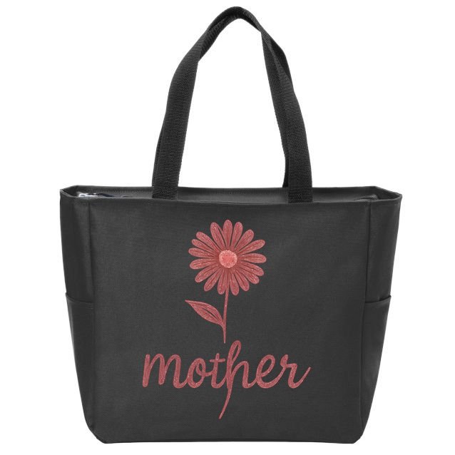 Mother Flower Art Zip Tote Bag
