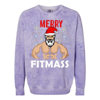 Merry Fitmas and Happy New Year  Santa Lifting Christmas  Colorblast Crewneck Sweatshirt