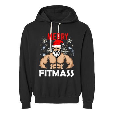 Merry Fitmas and Happy New Year  Santa Lifting Christmas  Garment-Dyed Fleece Hoodie