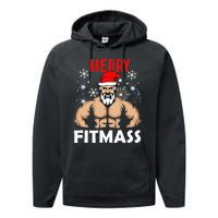 Merry Fitmas and Happy New Year  Santa Lifting Christmas  Performance Fleece Hoodie