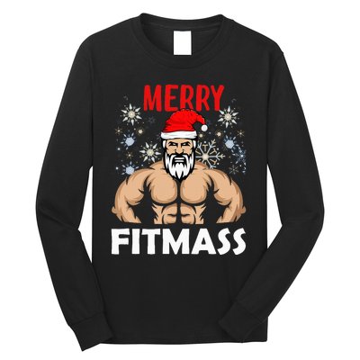 Merry Fitmas and Happy New Year  Santa Lifting Christmas  Long Sleeve Shirt