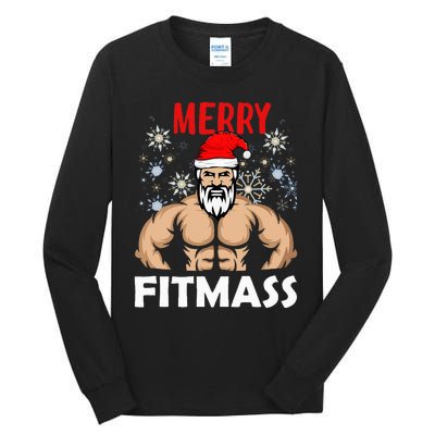 Merry Fitmas and Happy New Year  Santa Lifting Christmas  Tall Long Sleeve T-Shirt