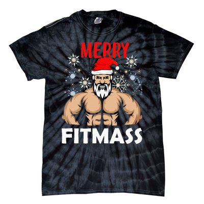 Merry Fitmas and Happy New Year  Santa Lifting Christmas  Tie-Dye T-Shirt