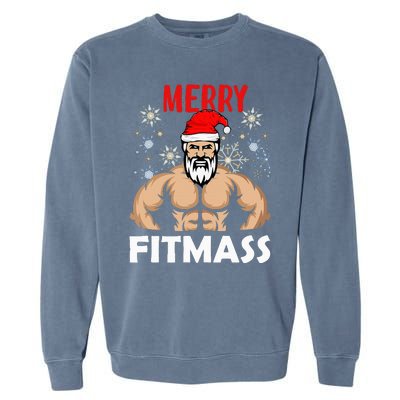 Merry Fitmas and Happy New Year  Santa Lifting Christmas  Garment-Dyed Sweatshirt