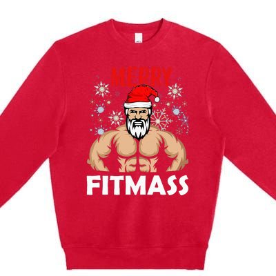 Merry Fitmas and Happy New Year  Santa Lifting Christmas  Premium Crewneck Sweatshirt