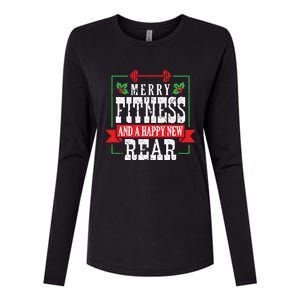 Merry Fitness And A Happy New Rear Christmas Holiday Gym Gift Womens Cotton Relaxed Long Sleeve T-Shirt