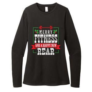 Merry Fitness And A Happy New Rear Christmas Holiday Gym Gift Womens CVC Long Sleeve Shirt