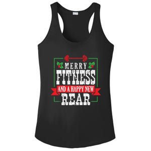 Merry Fitness And A Happy New Rear Christmas Holiday Gym Gift Ladies PosiCharge Competitor Racerback Tank