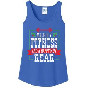 Merry Fitness And A Happy New Rear Christmas Holiday Gym Gift Ladies Essential Tank