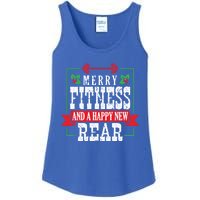 Merry Fitness And A Happy New Rear Christmas Holiday Gym Gift Ladies Essential Tank