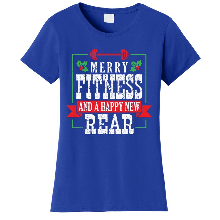 Merry Fitness And A Happy New Rear Christmas Holiday Gym Gift Women's T-Shirt