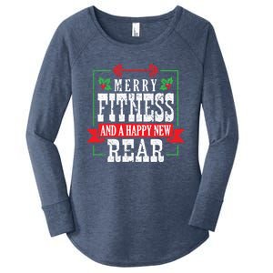 Merry Fitness And A Happy New Rear Christmas Holiday Gym Gift Women's Perfect Tri Tunic Long Sleeve Shirt