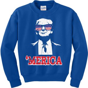 Merica Funny American Flag Trump 2020 Gift Kids Sweatshirt