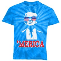 Merica Funny American Flag Trump 2020 Gift Kids Tie-Dye T-Shirt