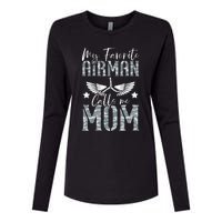 My Favorite Airman Calls Me Mom Air Force Soldier Mother Womens Cotton Relaxed Long Sleeve T-Shirt