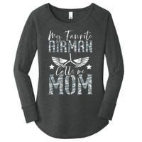 My Favorite Airman Calls Me Mom Air Force Soldier Mother Women's Perfect Tri Tunic Long Sleeve Shirt