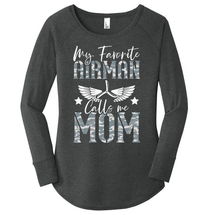 My Favorite Airman Calls Me Mom Air Force Soldier Mother Women's Perfect Tri Tunic Long Sleeve Shirt