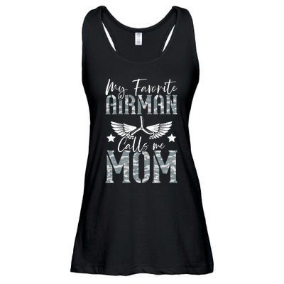 My Favorite Airman Calls Me Mom Air Force Soldier Mother Ladies Essential Flowy Tank