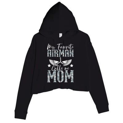 My Favorite Airman Calls Me Mom Air Force Soldier Mother Crop Fleece Hoodie