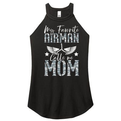 My Favorite Airman Calls Me Mom Air Force Soldier Mother Women's Perfect Tri Rocker Tank