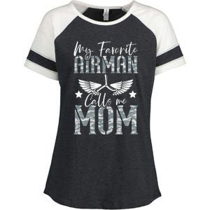 My Favorite Airman Calls Me Mom Air Force Soldier Mother Enza Ladies Jersey Colorblock Tee