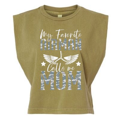 My Favorite Airman Calls Me Mom Air Force Soldier Mother Garment-Dyed Women's Muscle Tee