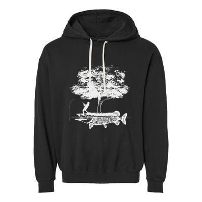 Musky Fish Artistic Love Muskie Fishing Gift Garment-Dyed Fleece Hoodie