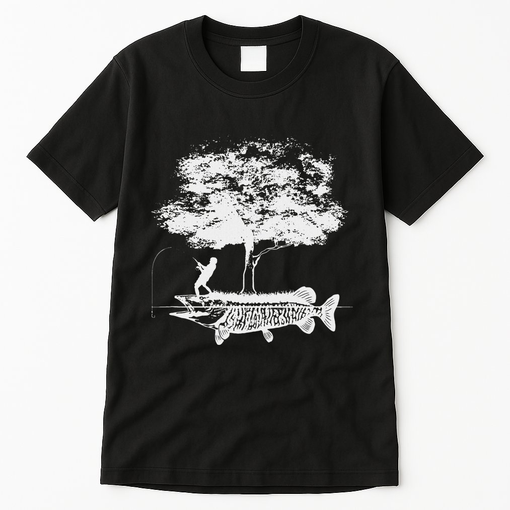 Musky Fish Artistic Love Muskie Fishing Gift Tall T-Shirt