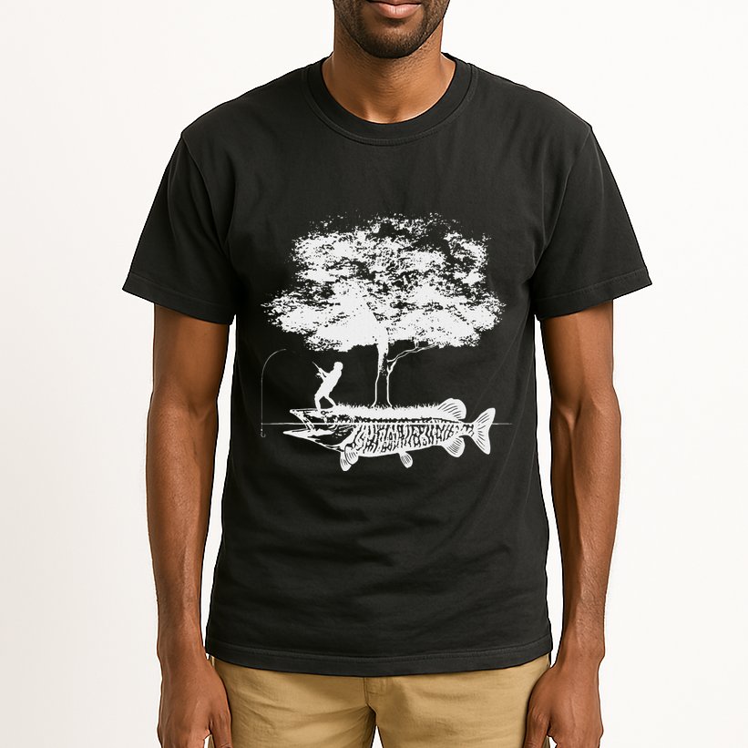 Musky Fish Artistic Love Muskie Fishing Gift Tall T-Shirt